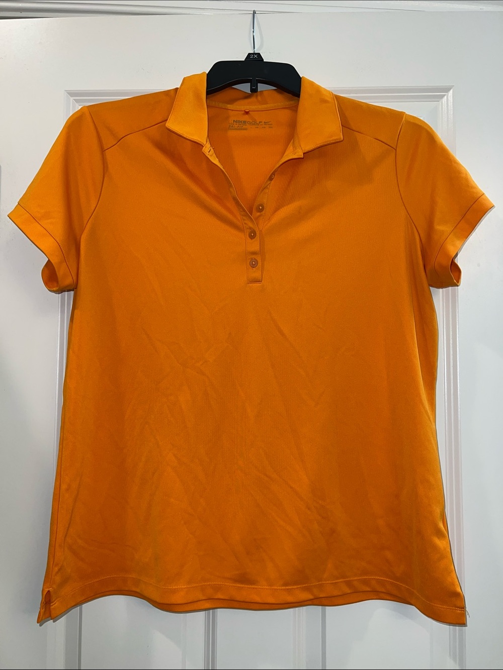 Nike Women’s Short-Sleeve Button Polo in Bright Orange